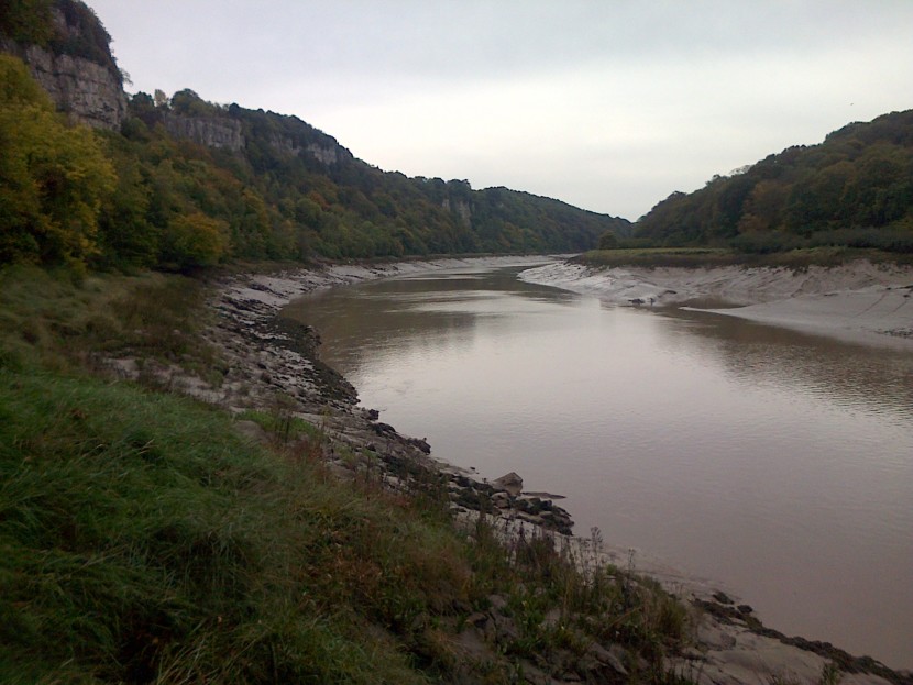 Tidal Wye at Lancaut; the stone for Avonmouth docks was quarried from those cliffs.